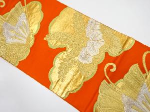 アンティーク　雲に蝶・桐模様織り出し袋帯（着用可）